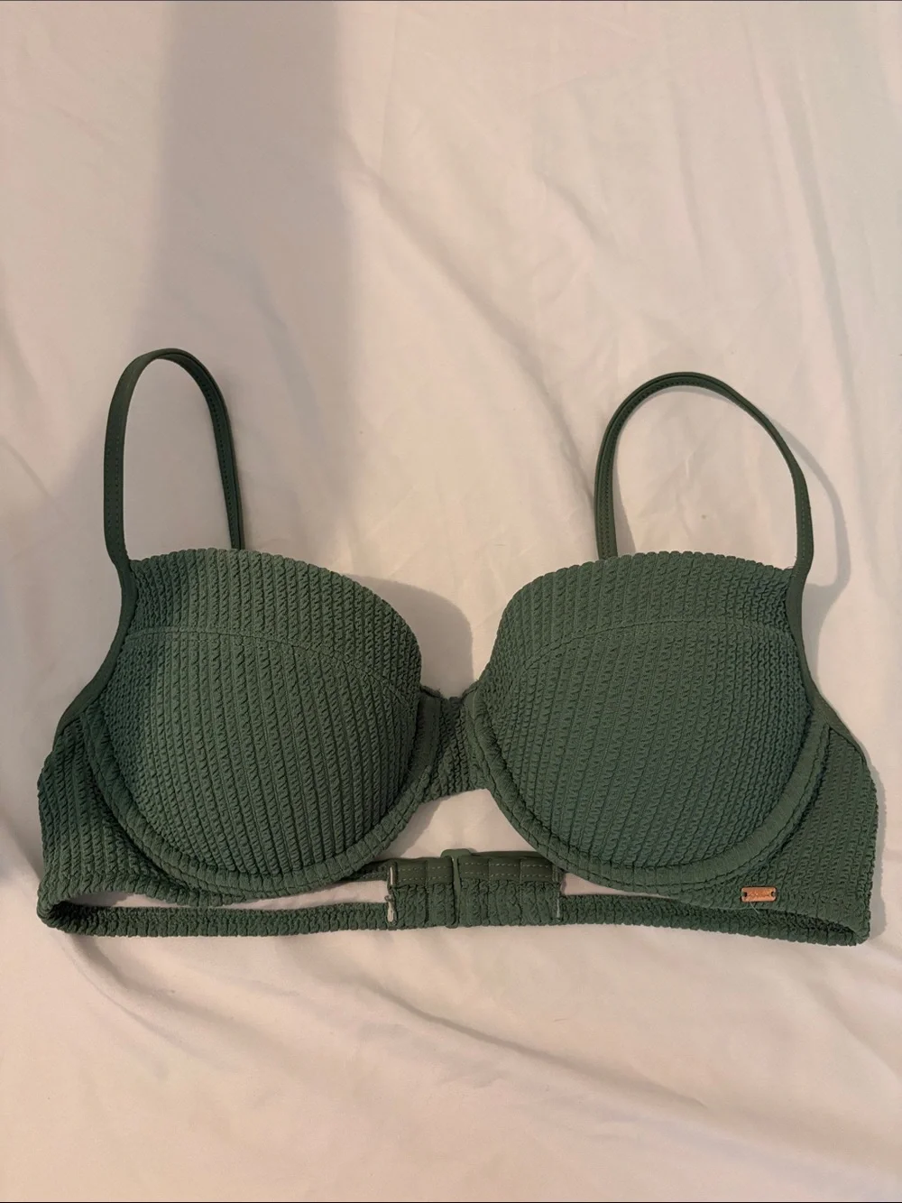 PINK Victoria's Secret Textured Dark Green Swim Bra